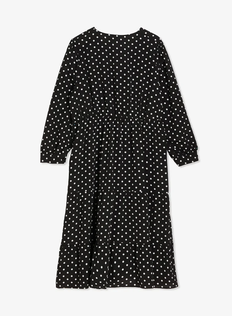 جينجر بلس فستان  لاين بنقاط بولكا ورباط